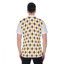 Load image into Gallery viewer, Purple &amp; Yellow argyle Men&#39;s Polo Shirt
