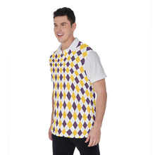 Load image into Gallery viewer, Purple &amp; Yellow argyle Men&#39;s Polo Shirt
