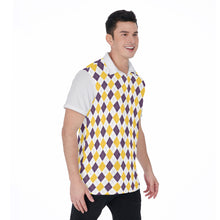 Load image into Gallery viewer, Purple &amp; Yellow argyle Men&#39;s Polo Shirt
